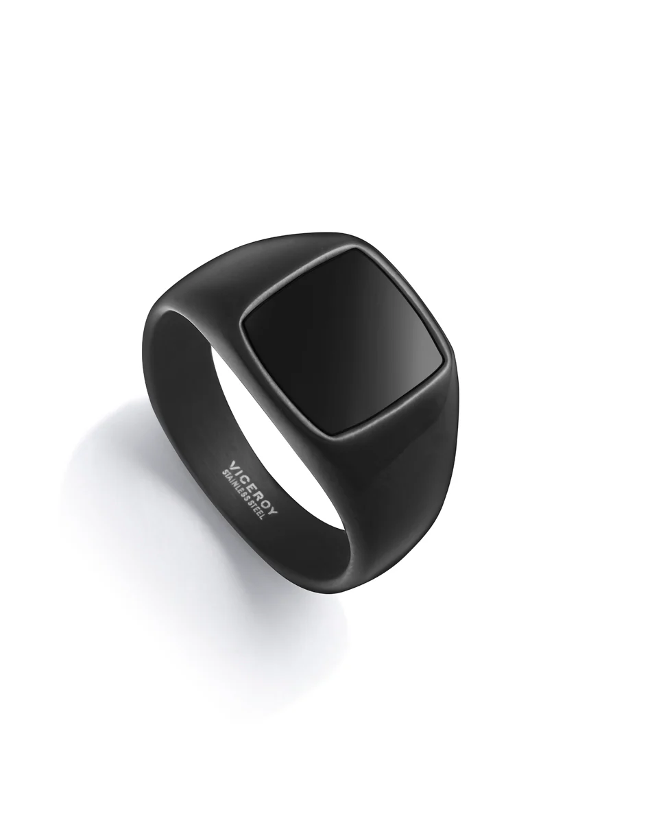 Anillo de hombre de acero Ip negro tipo sello