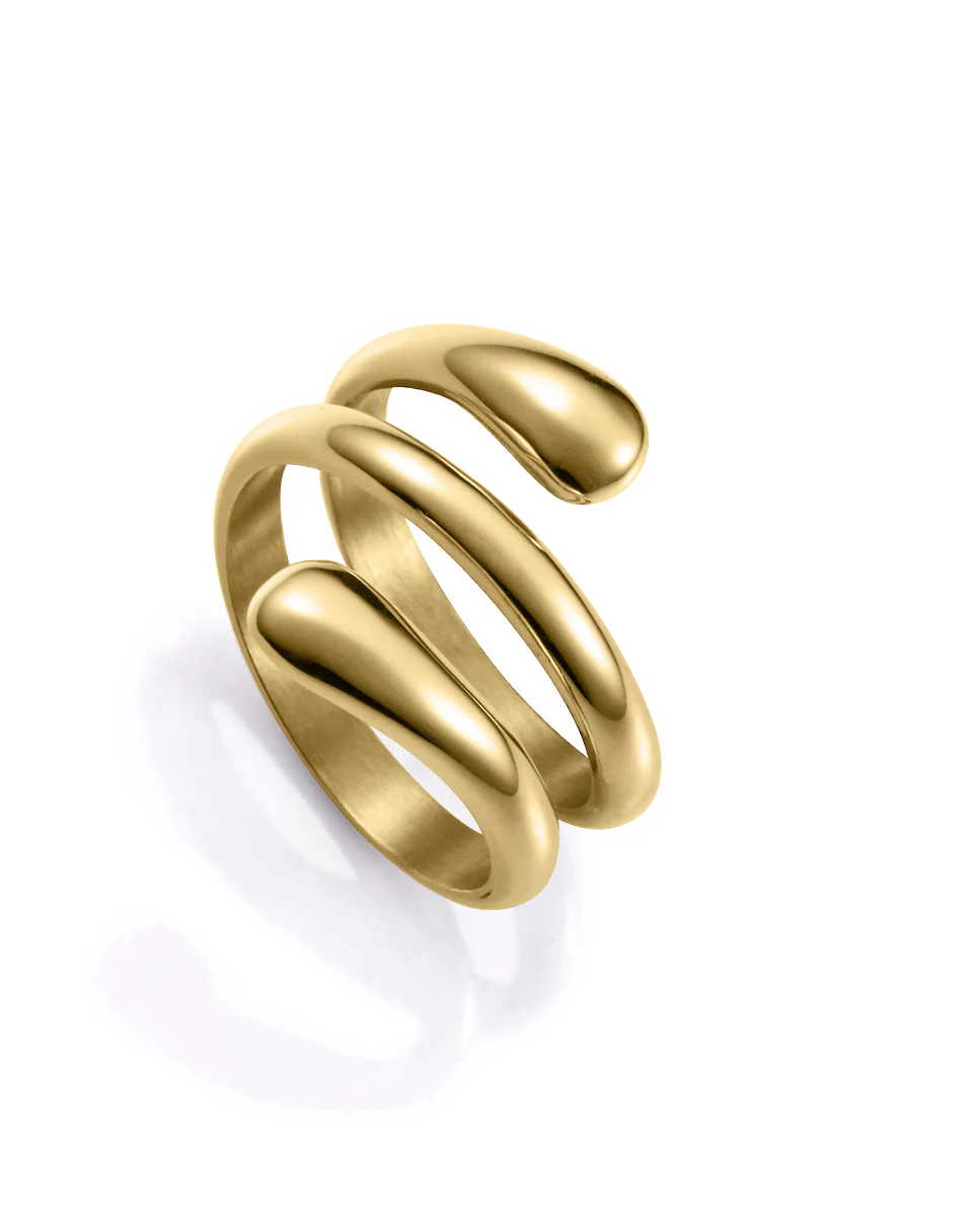 Anillo de mujer de acero Ip dorado hélice