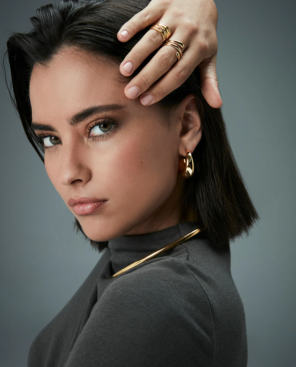 Anillo de mujer de acero Ip dorado hélice - Image 2
