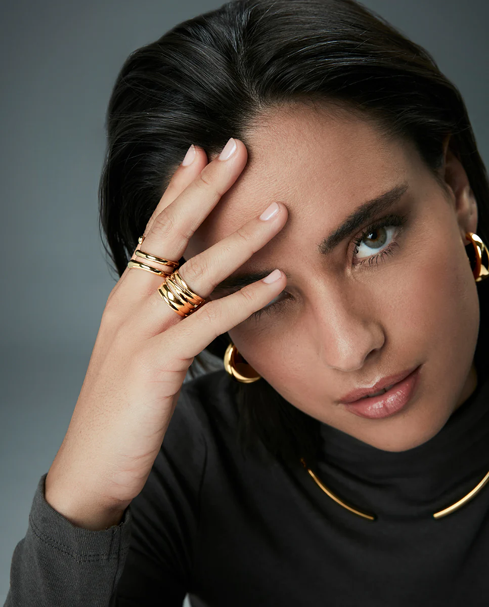 Anillo de mujer de acero Ip dorado hélice - Image 3
