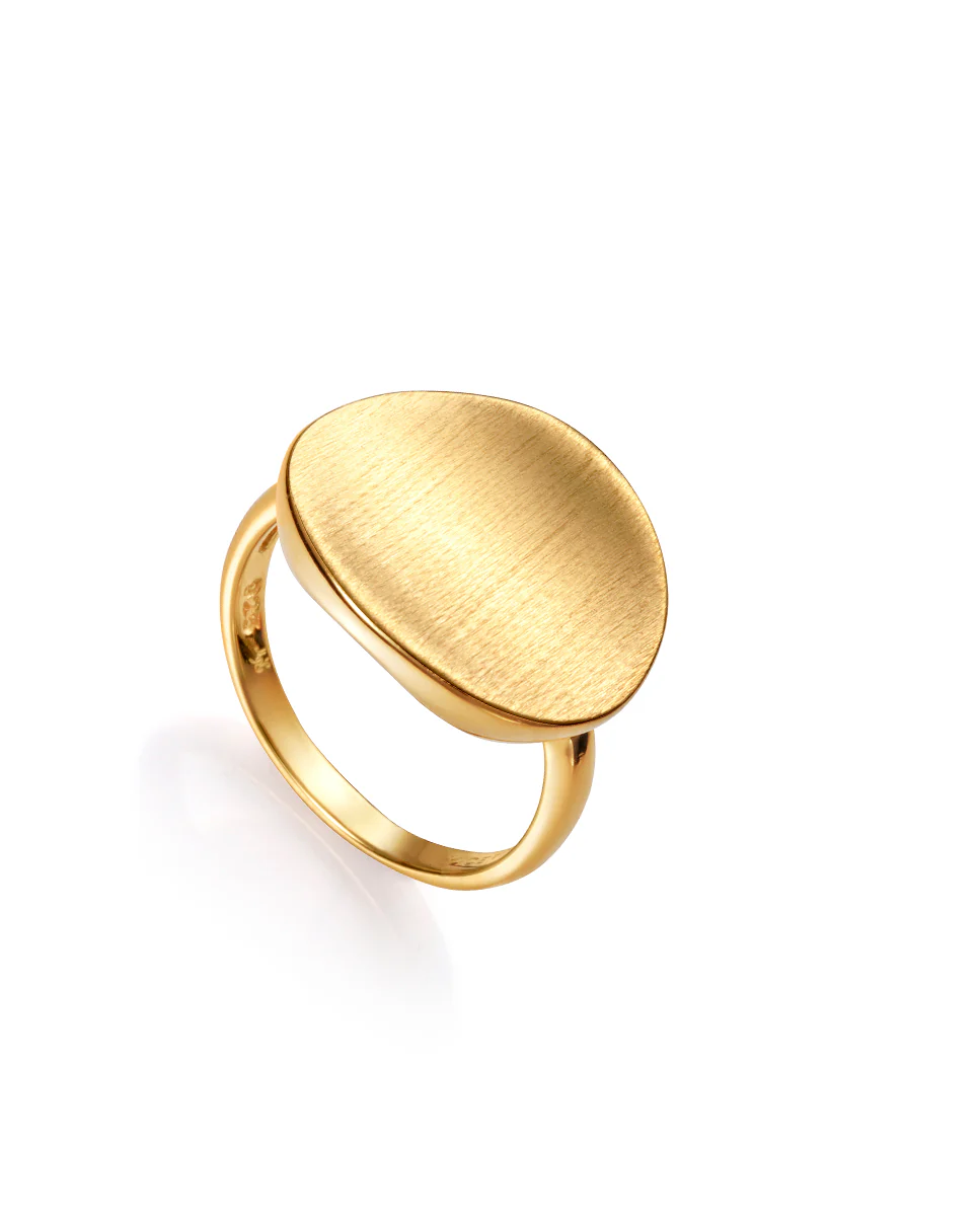 Anillo Elegant de plata rodiada y pieza ovalada