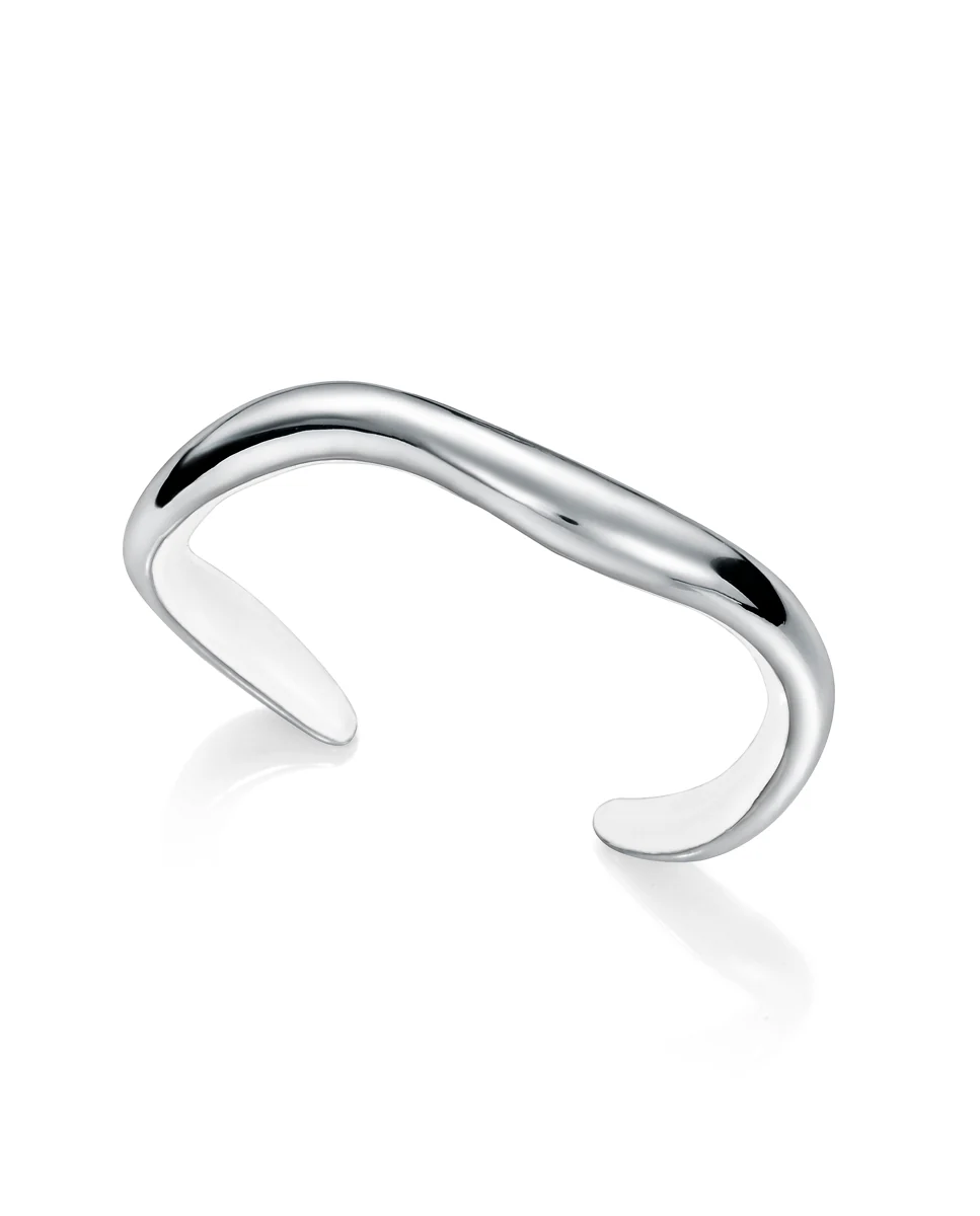 Brazalete Air de acero irregular con resina blanca en el interior