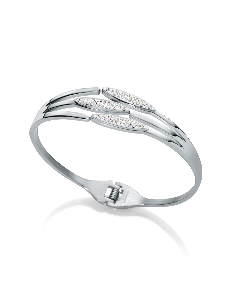 Brazalete de acero y circonitas con muelle
