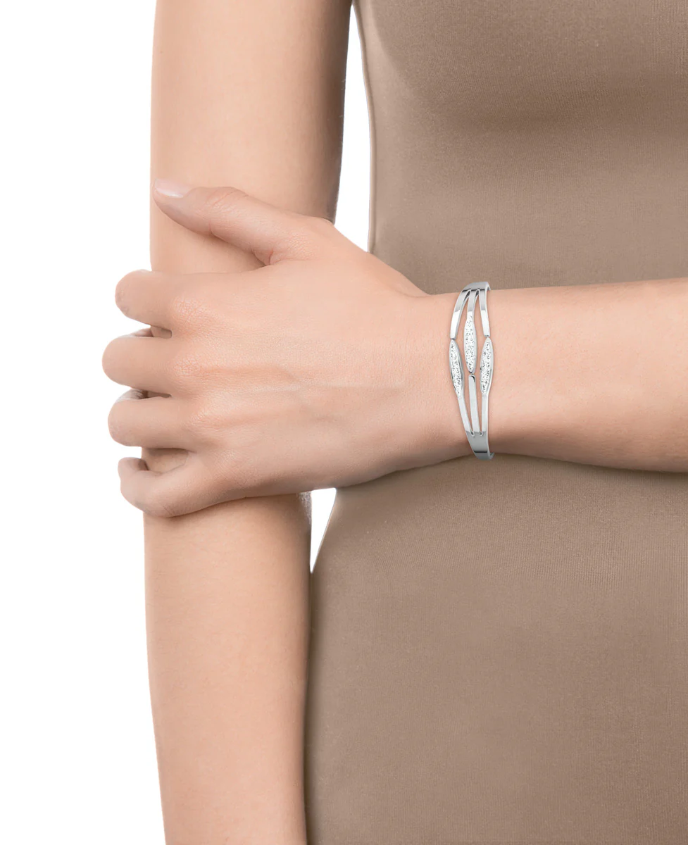 Brazalete de acero y circonitas con muelle - Image 2