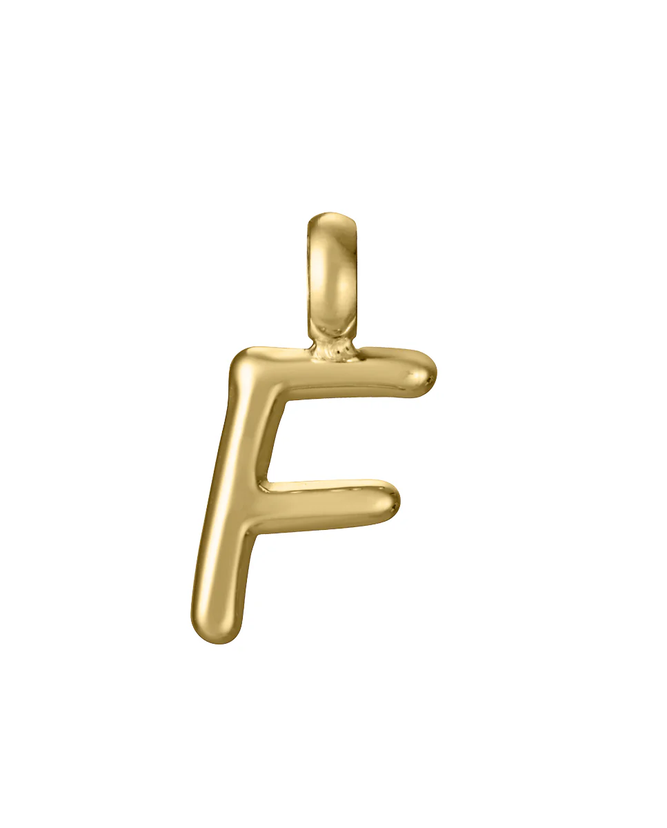 Colgante de acero Ip dorado letra F para collar