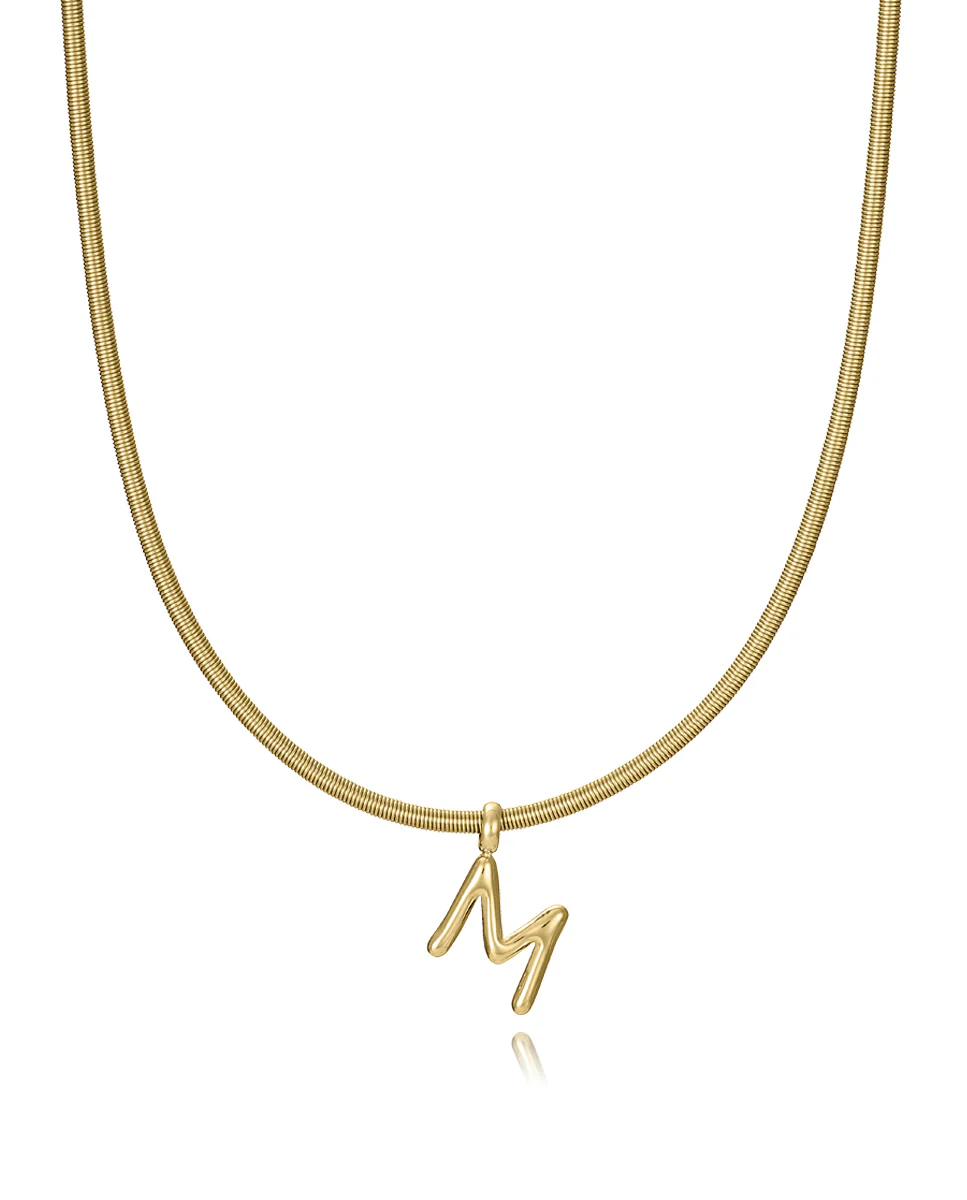 Colgante de acero Ip dorado letra M para collar - Image 2