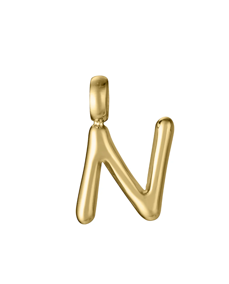 Colgante de acero Ip dorado letra N para collar