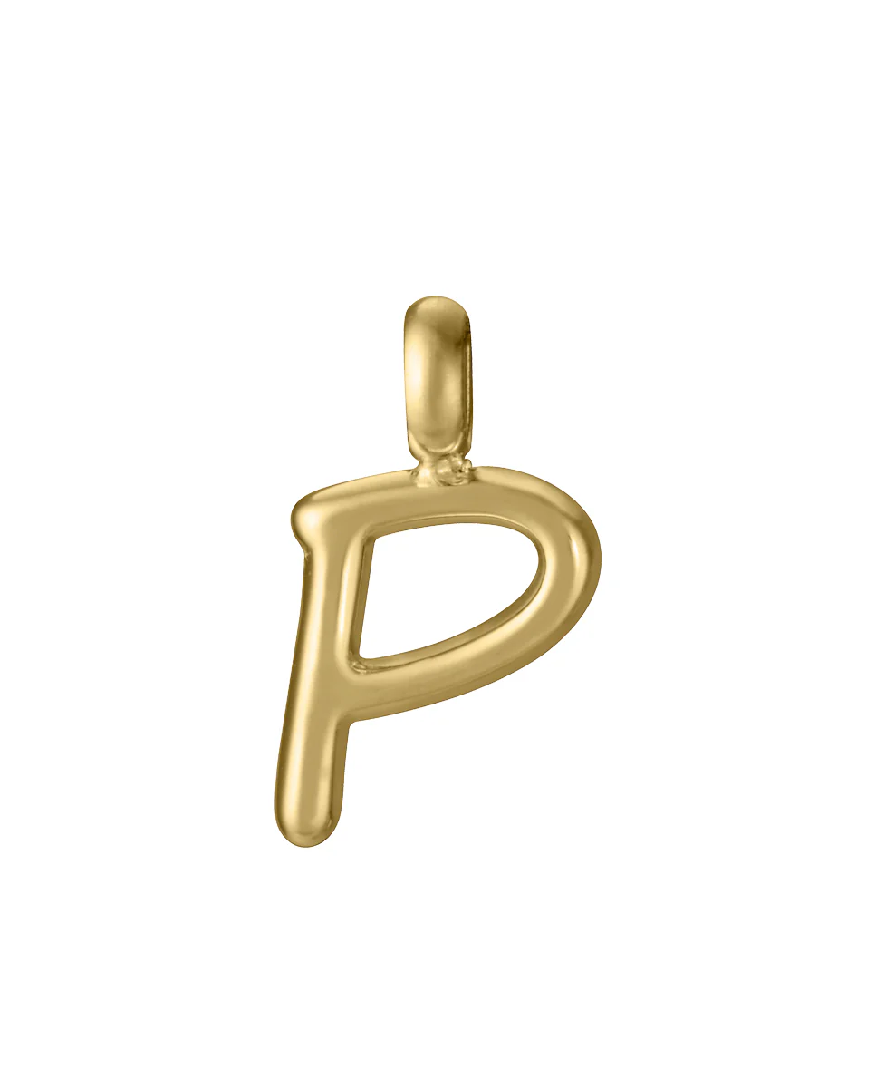 Colgante de acero Ip dorado letra P para collar
