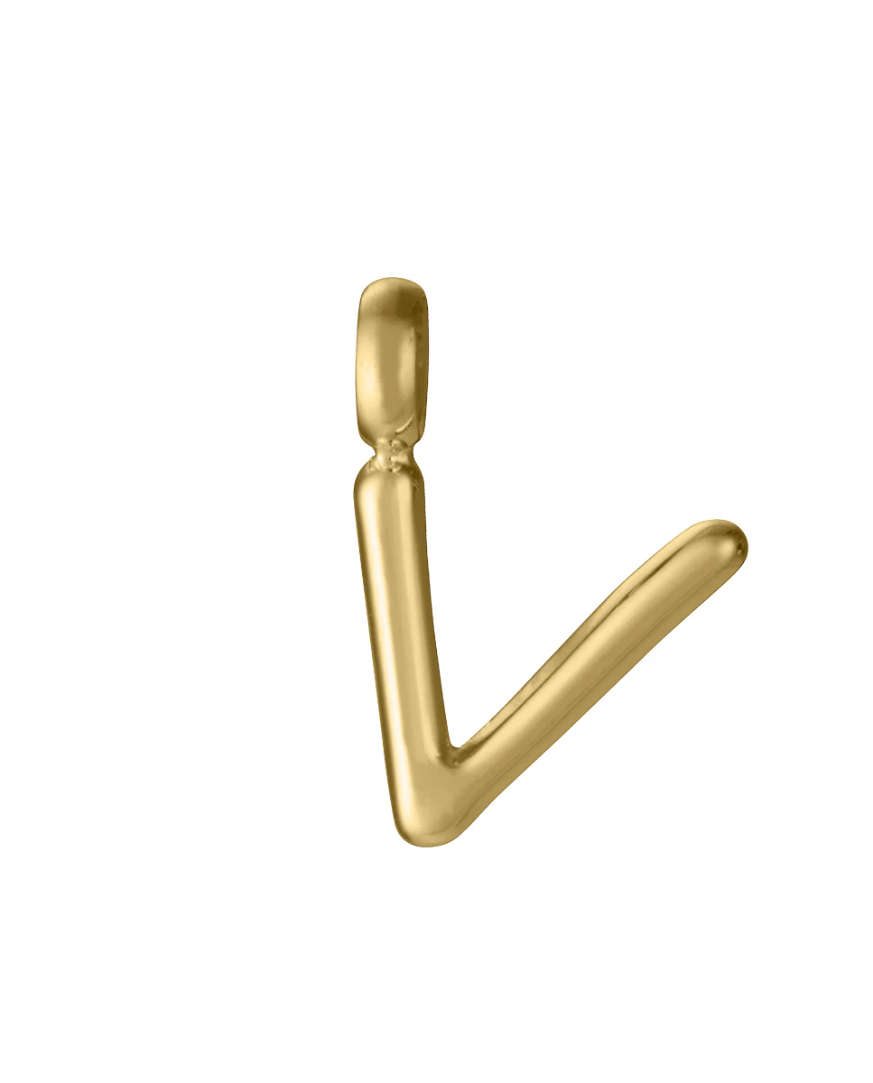 Colgante de acero Ip dorado letra V para collar