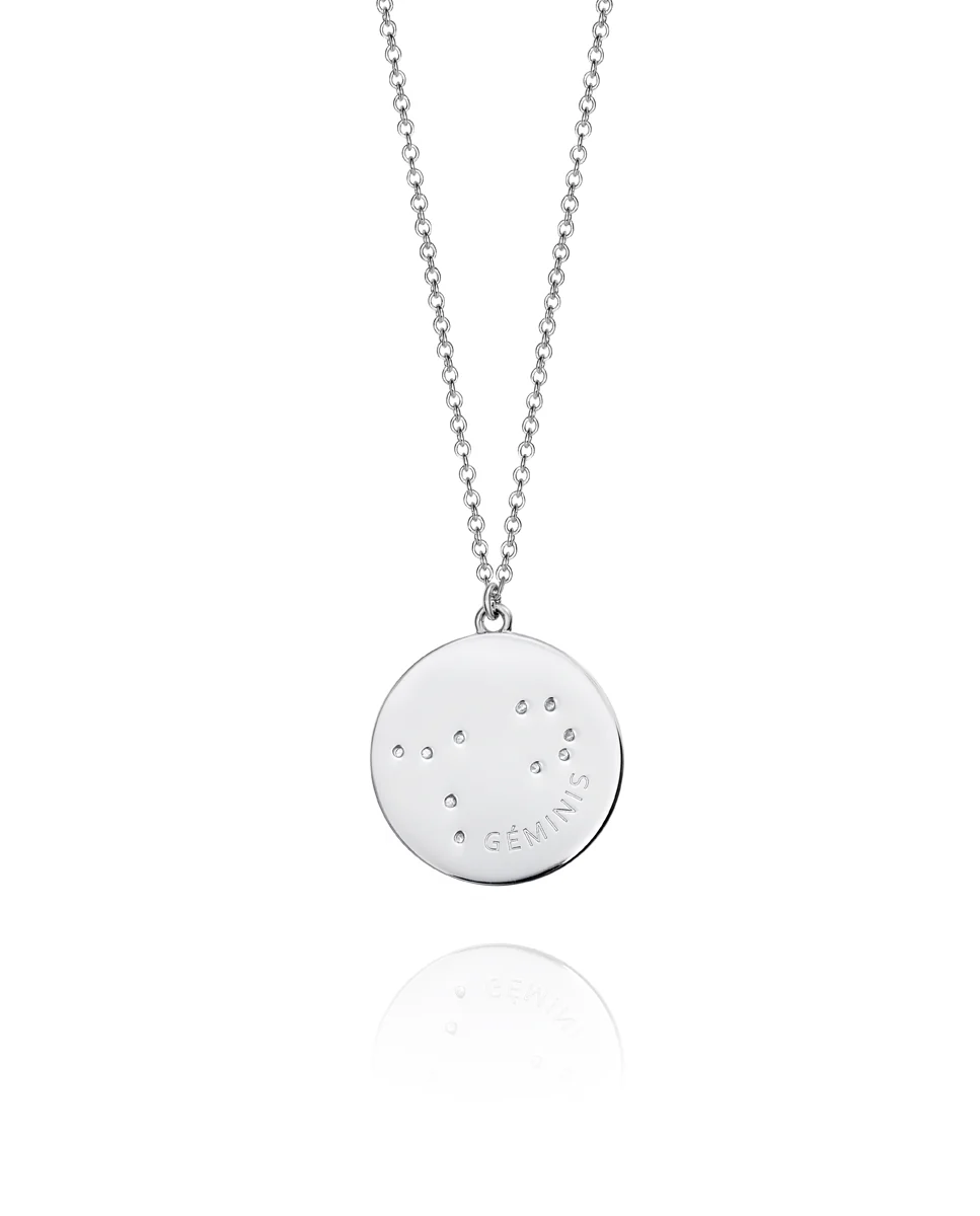 Colgante Horóscopo de plata de ley con grabado zodiaco - Image 3