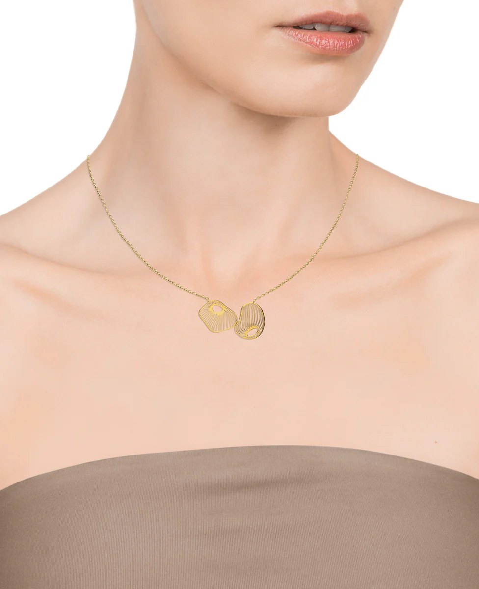 Collar Chic de acero IP dorado con diseño abstracto y calado - Image 2