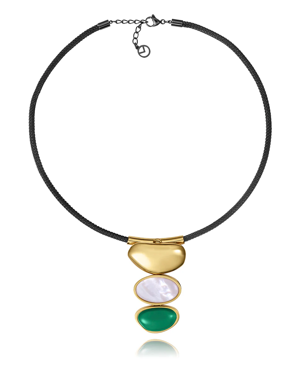 Collar de acero Ip negro y dorado colección Laura Escanes