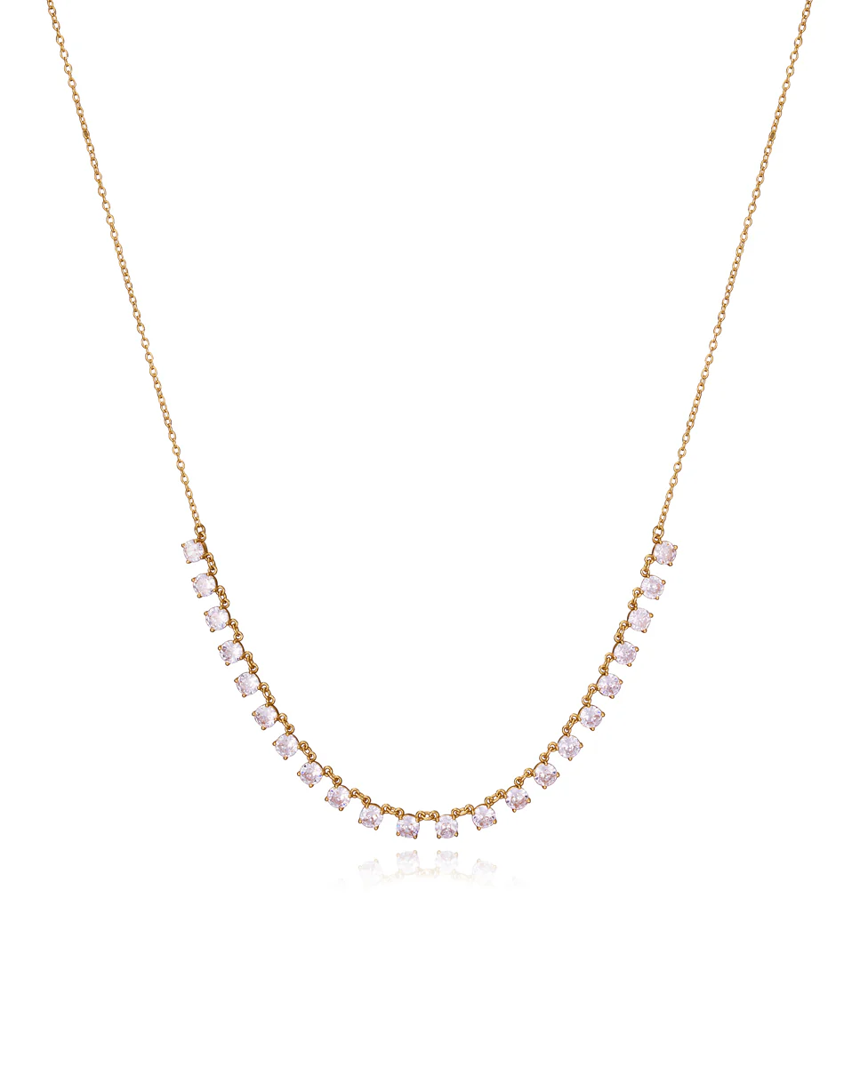 Collar de plata de ley con baño de oro y circonitas blancas