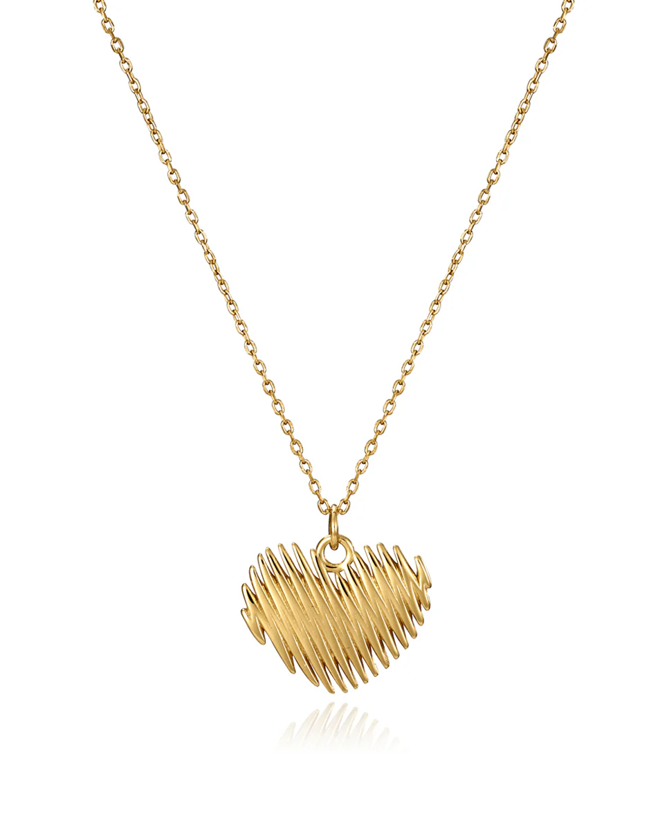 Collar de plata de ley con baño de oro y colgante en forma de corazón