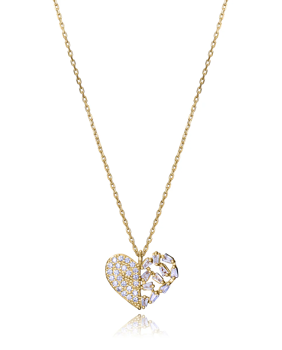 Collar de plata de primera ley con baño de oro con corazón