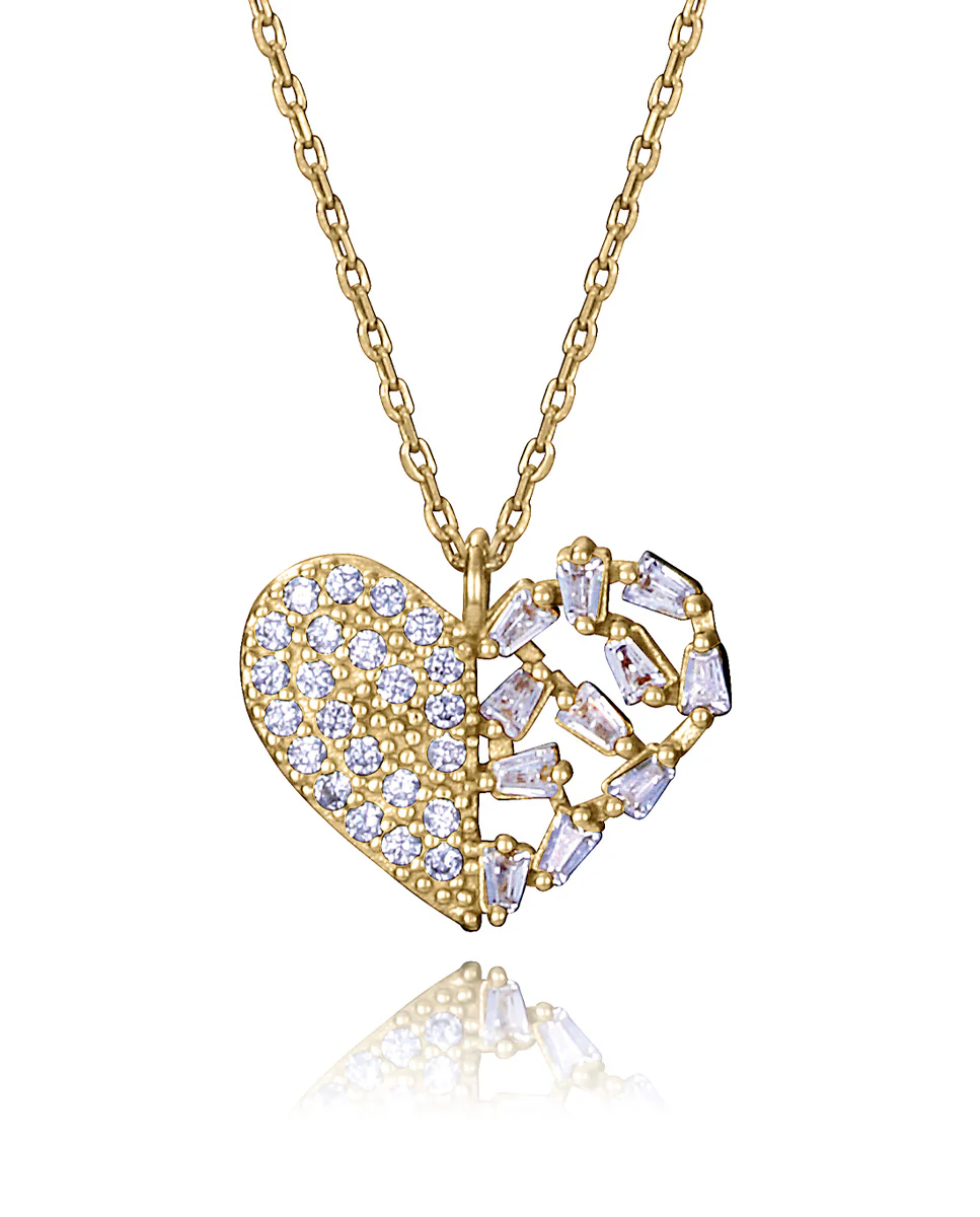Collar de plata de primera ley con baño de oro con corazón - Image 2