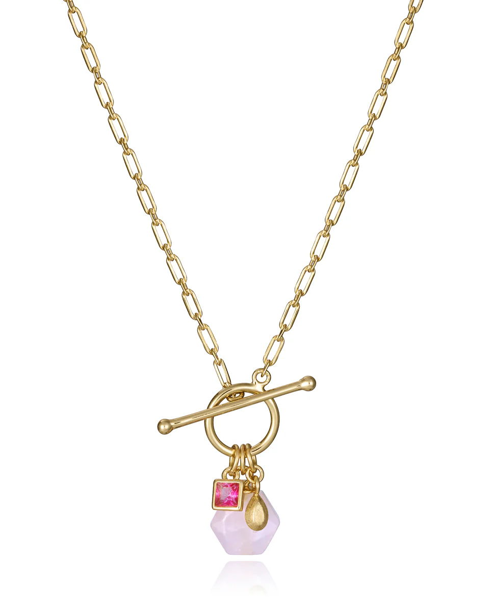 Collar de plata de primera ley con baño de oro con piedras naturales