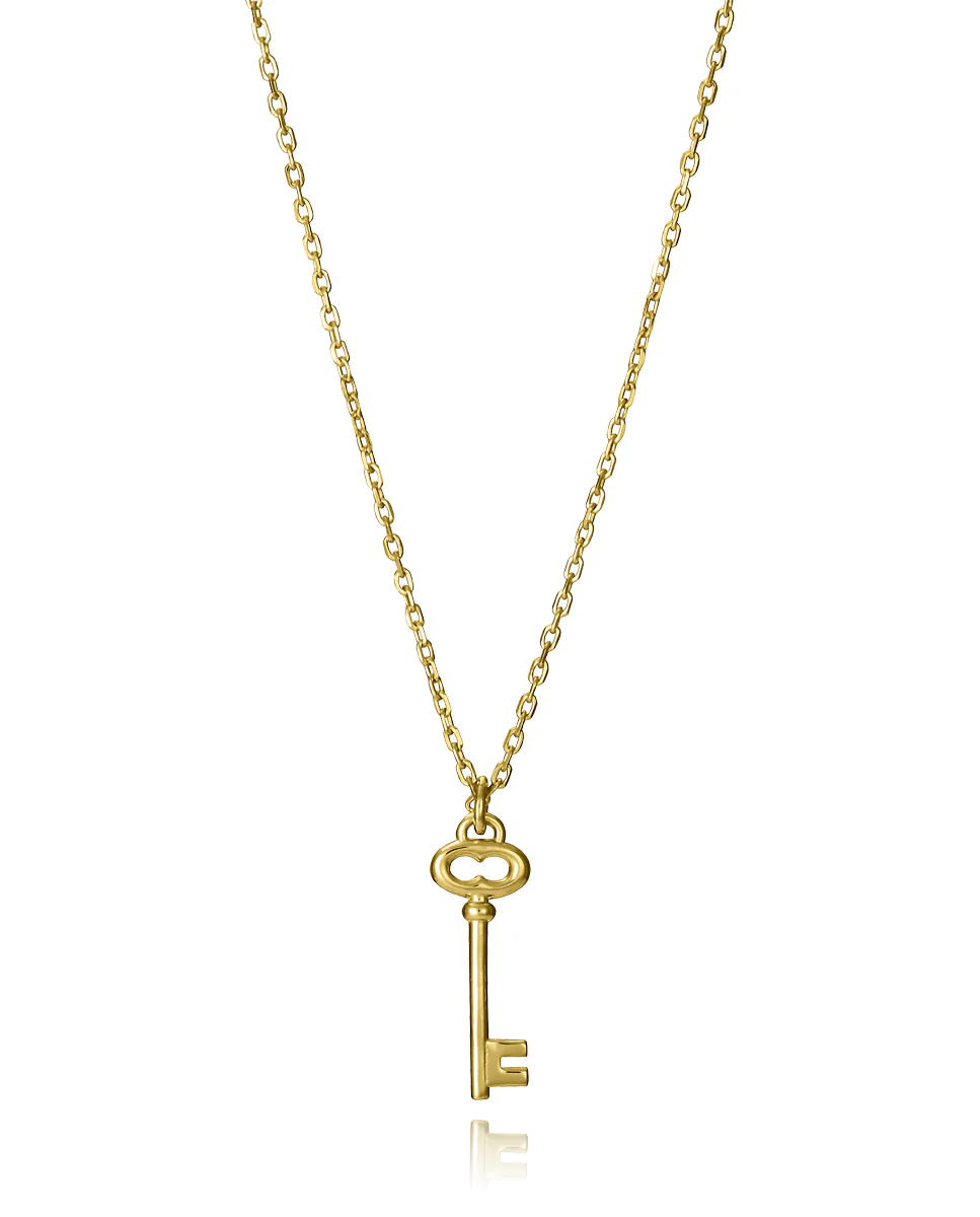 Collar de plata de primera ley con baño de oro y colgante en forma de llave