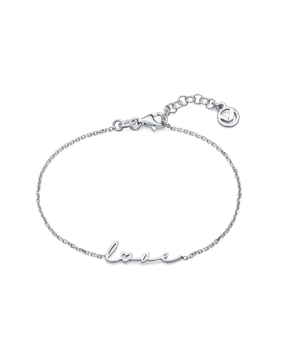 Collar Love de plata bañado en con motivo love