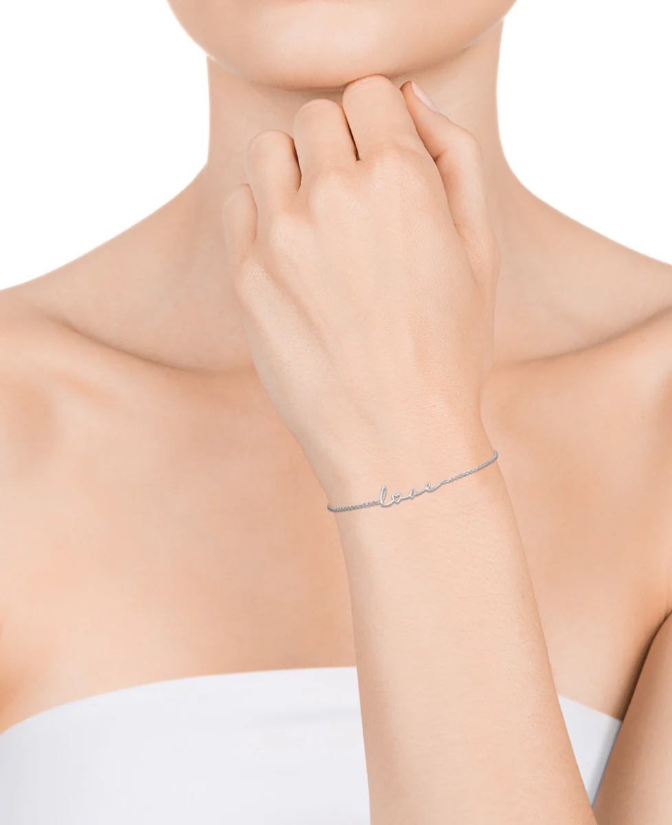 Collar Love de plata bañado en con motivo love - Image 2