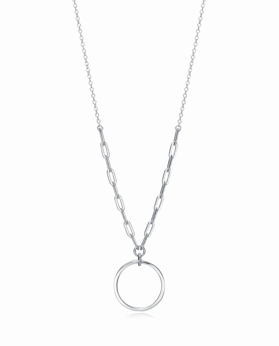 Collar Trend de plata de ley con diferentes eslabones y anilla