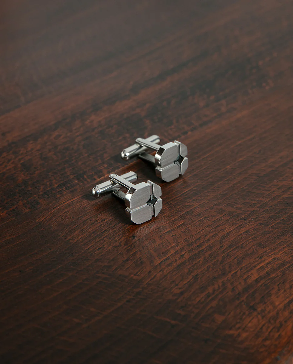 Gemelos de hombre en acero con circonita negra. Diseño elegante de 1,2 cm de diámetro - Image 4
