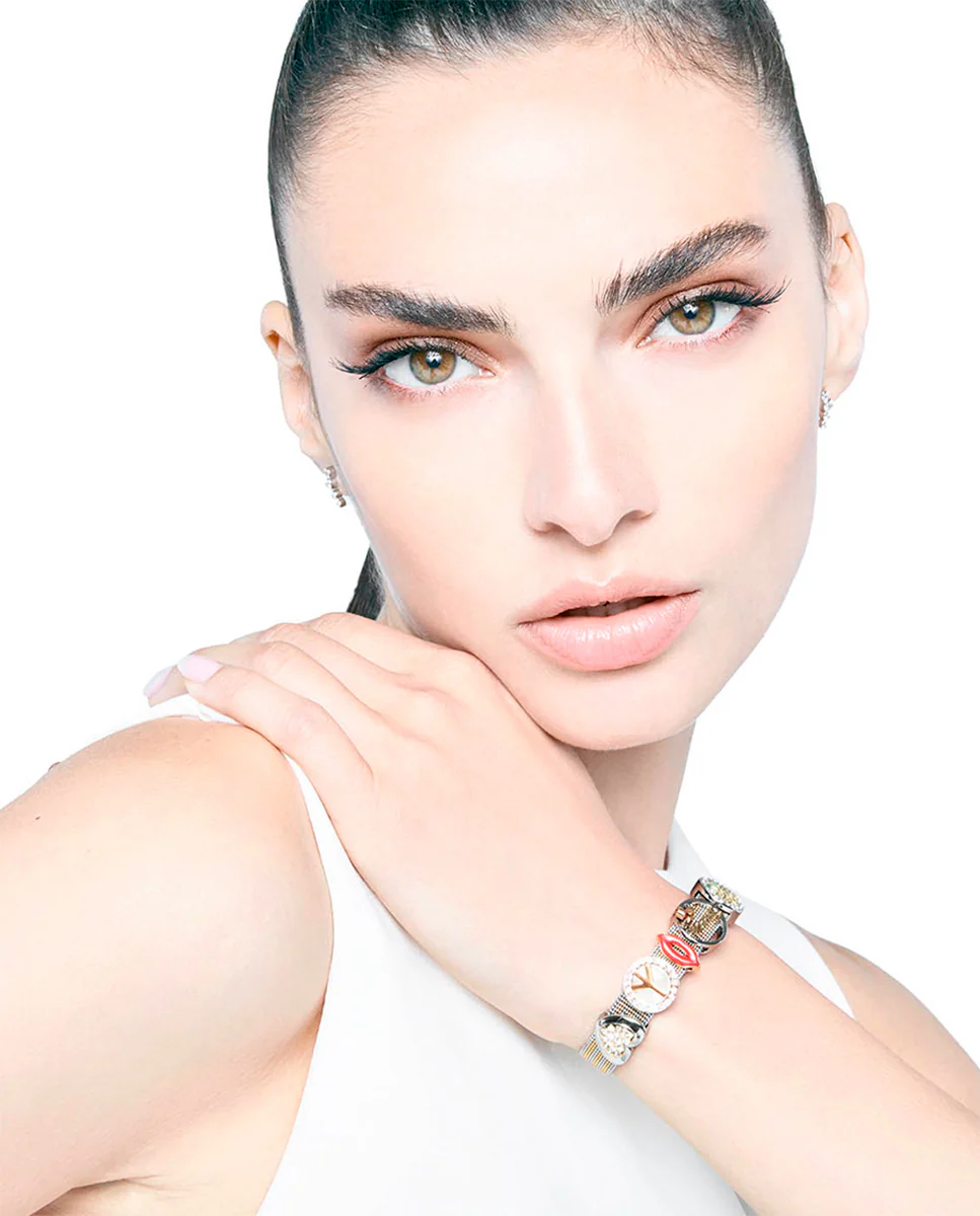 Motivo Chic de acero Ip dorado labios esmalte rojo - Image 2
