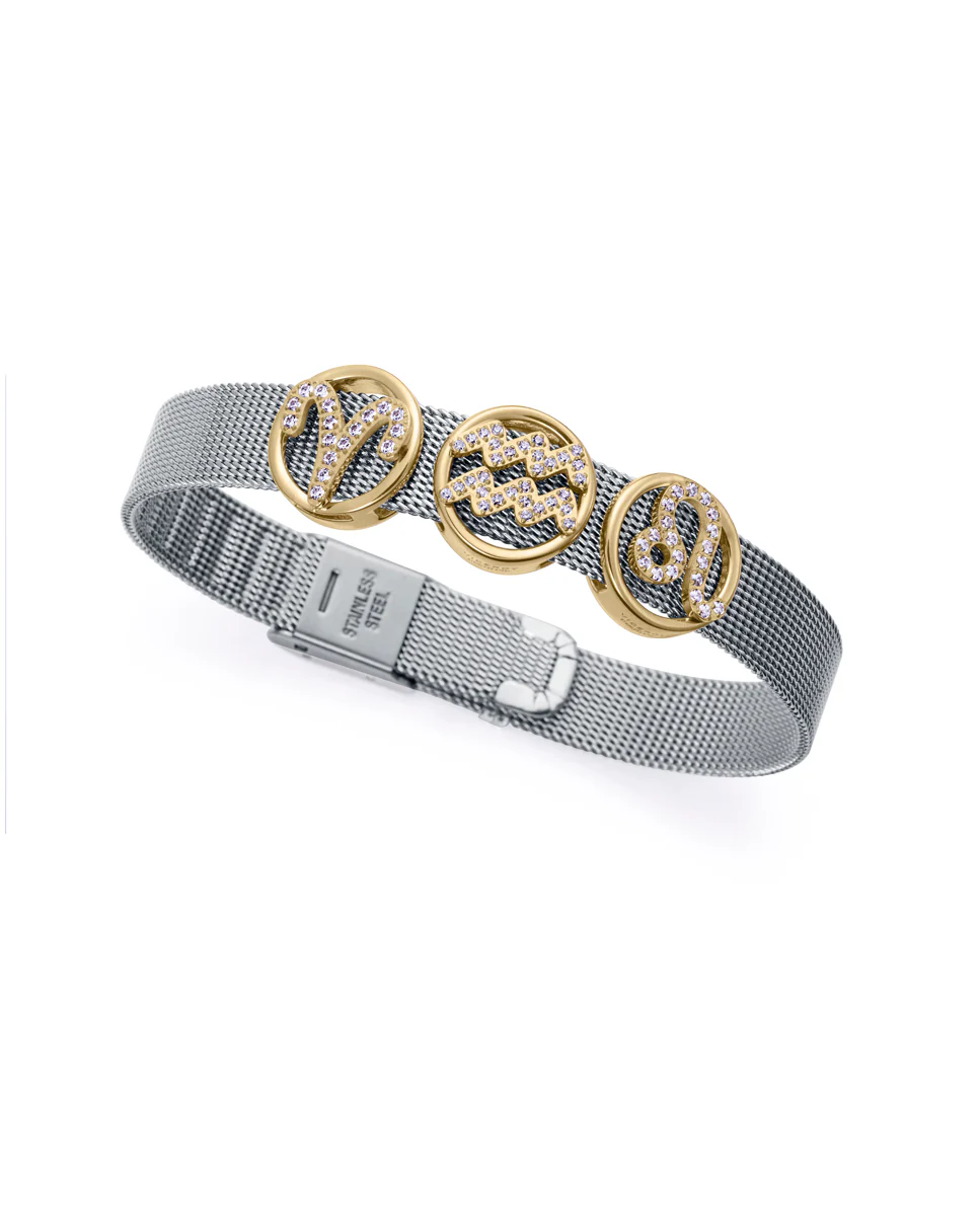 Motivo Horóscopo Aries de mujer acero Ip dorado con circonitas - Image 2