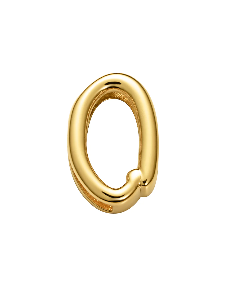 Motivo letra O de acero IP dorado para montar en pulsera personalizable