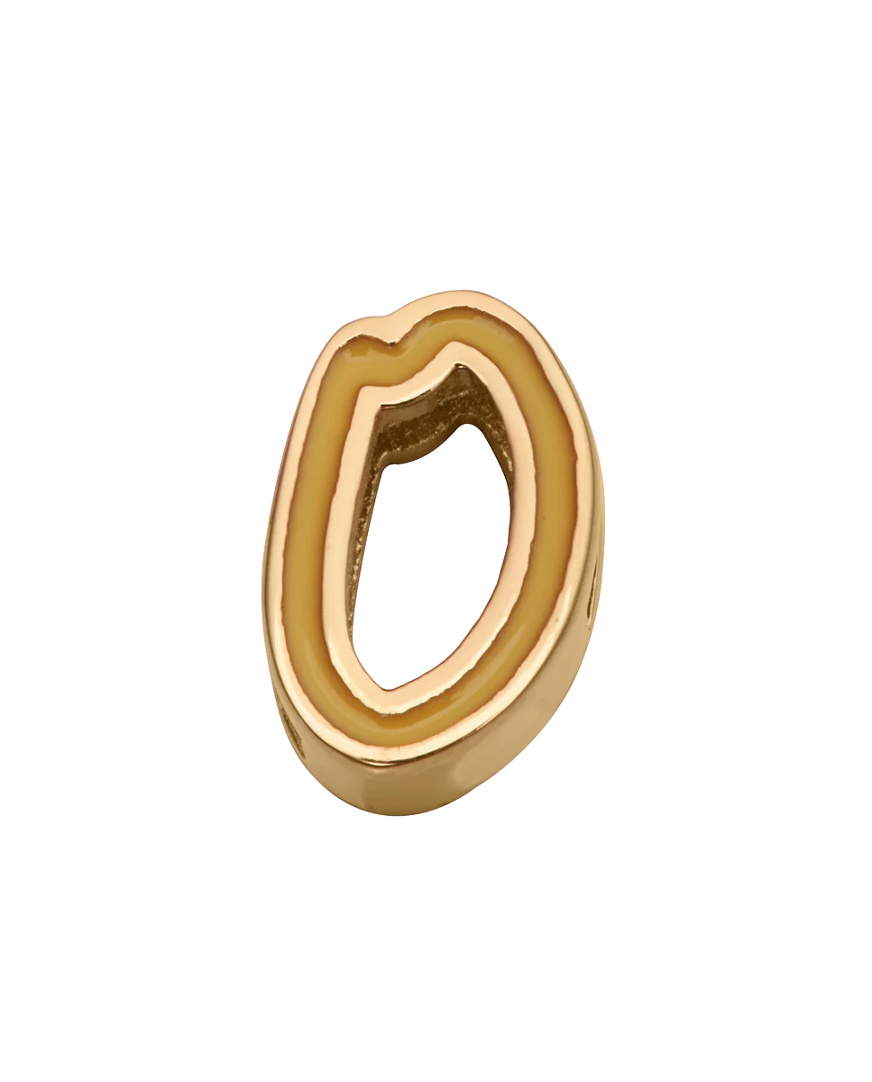 Motivo letra O para pulsera de niña en acero dorado y esmalte