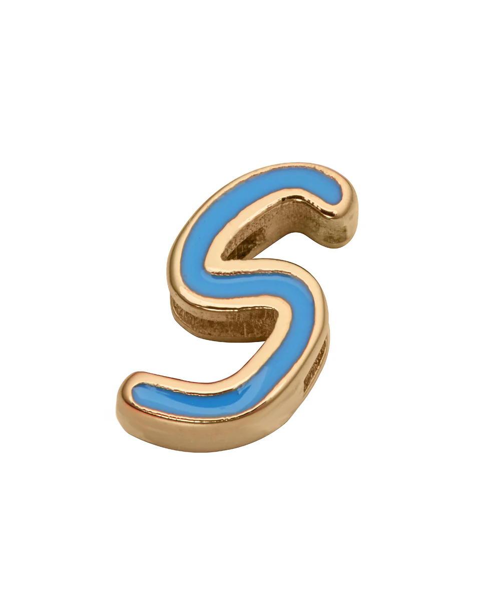 Motivo letra S para pulsera de niña en acero dorado y esmalte