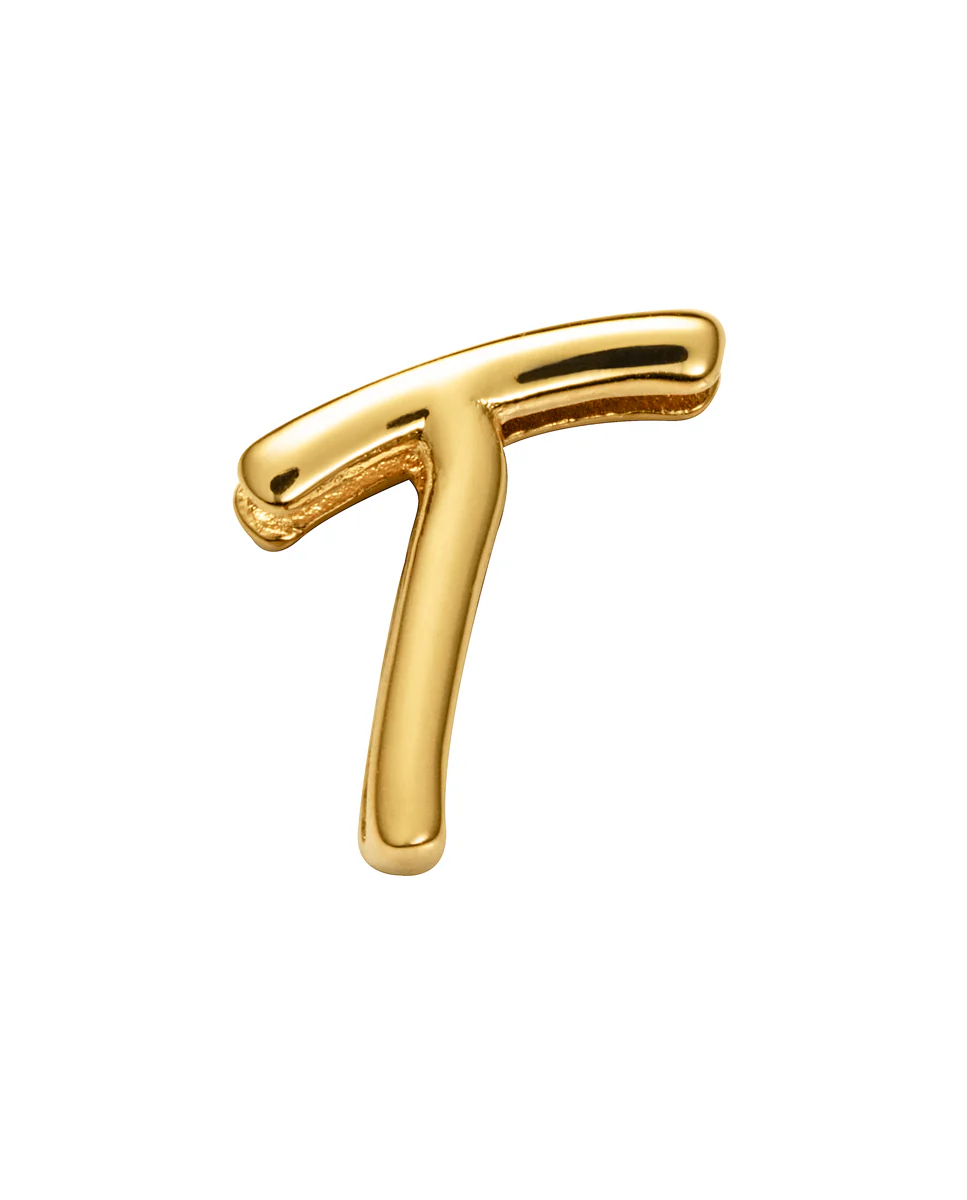 Motivo letra T de acero IP dorado para montar en pulsera personalizable