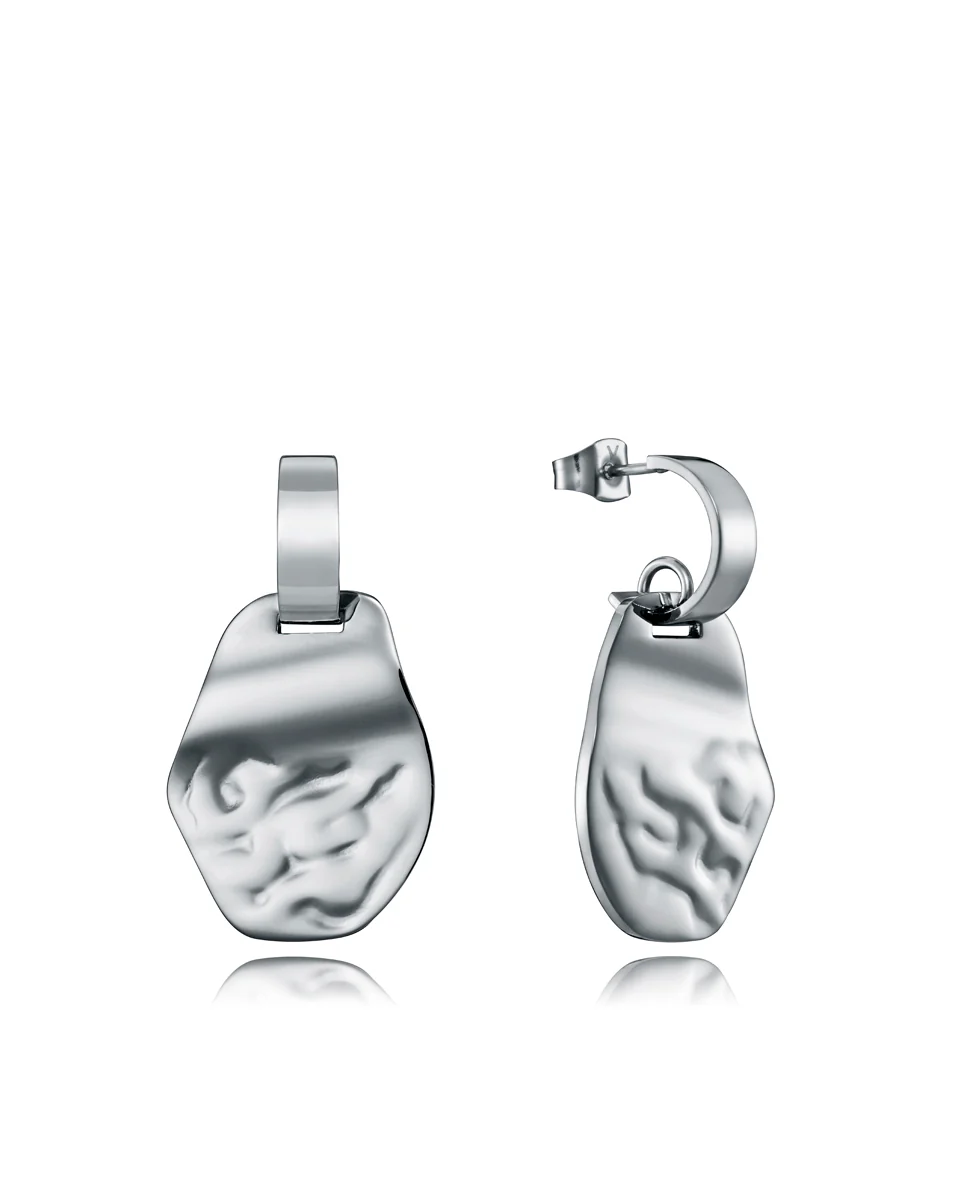 Pendientes Air de acero con aro y colgante fundido
