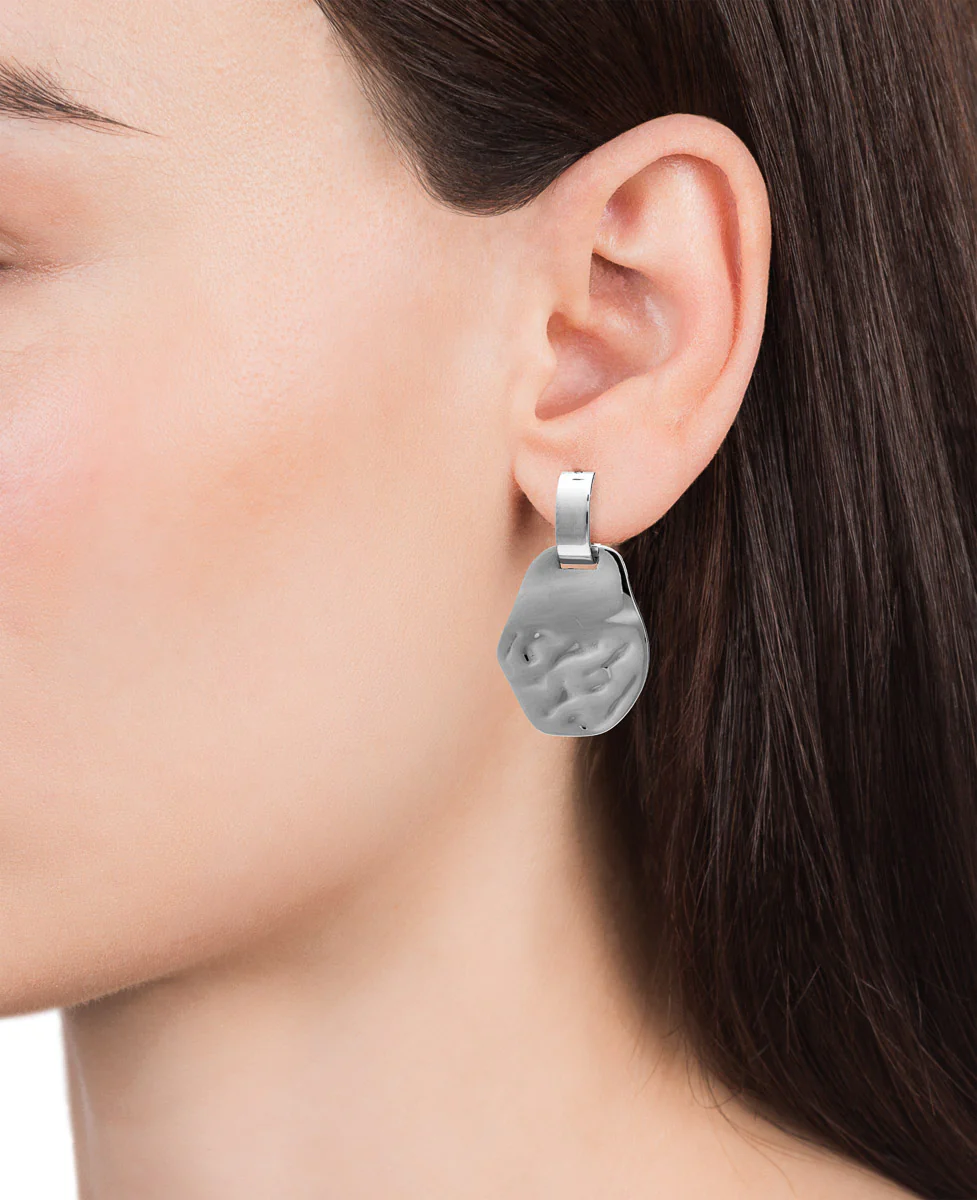 Pendientes Air de acero con aro y colgante fundido - Image 2