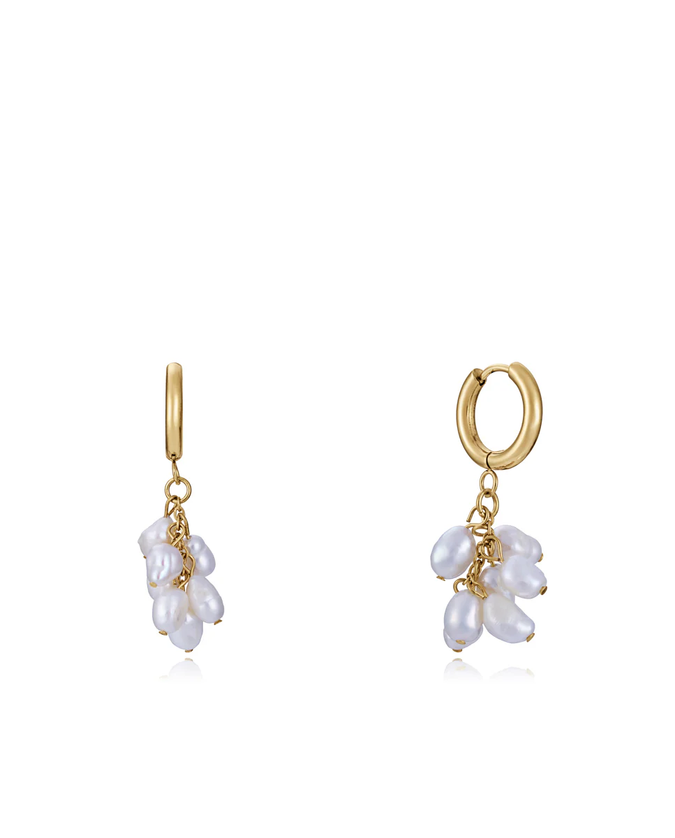 Pendientes Chic de acero en Ip dorado y perla cultivada