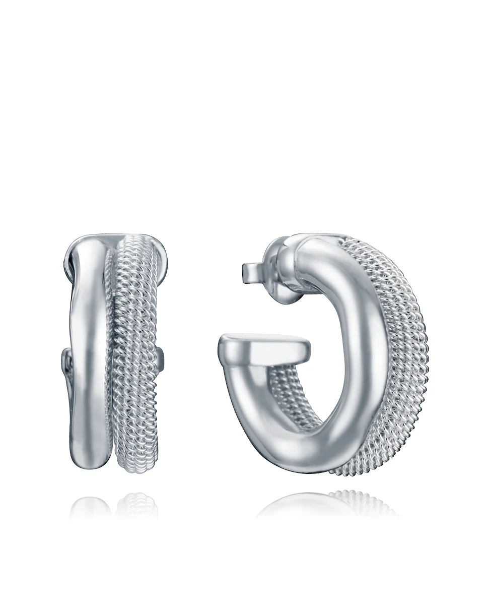 Pendientes de acero chapado de plata 999 criolla doble colección Laura Escanes