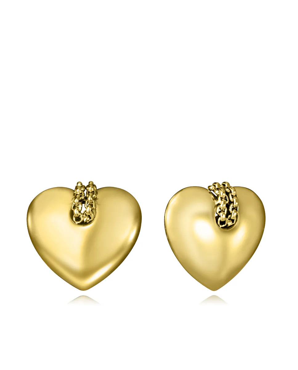 Pendientes de acero Ip dorado con corazón