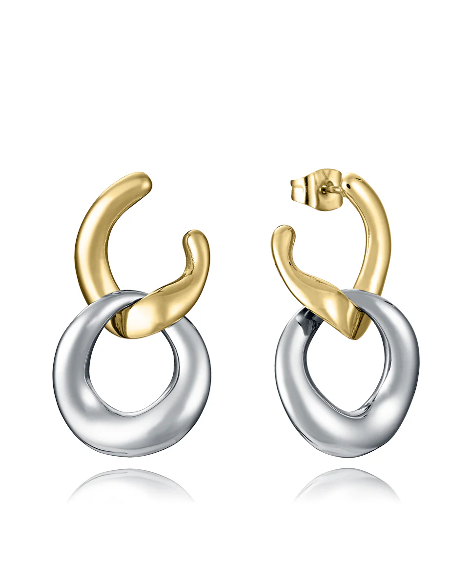 Pendientes de mujer de acero e  Ip dorado con eslabon desmontable