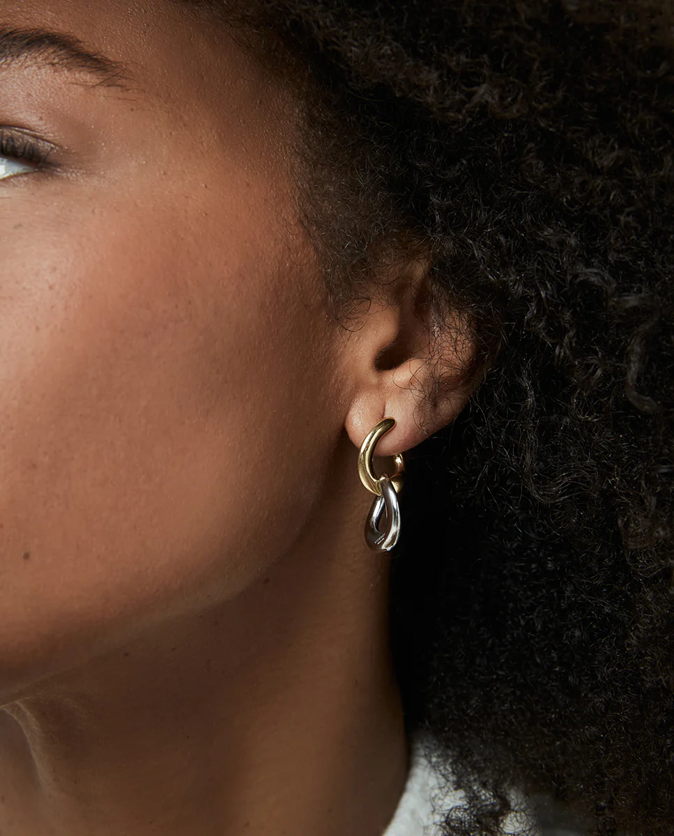 Pendientes de mujer de acero e  Ip dorado con eslabon desmontable - Image 2