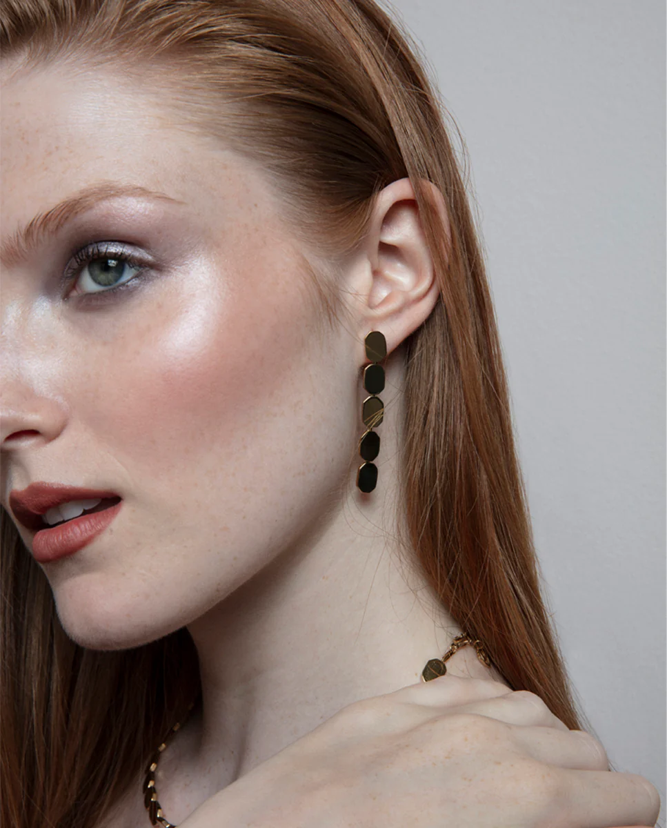 Pendientes de mujer de acero Ip dorado - Image 2