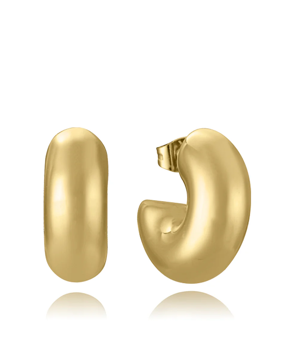 Pendientes de mujer de acero Ip dorado aro abierto volumen