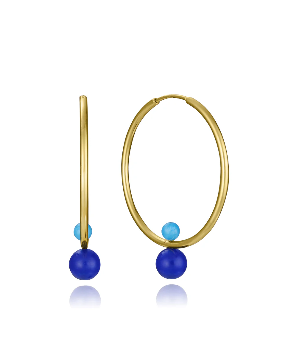Pendientes de mujer de acero Ip dorado aro con piedras