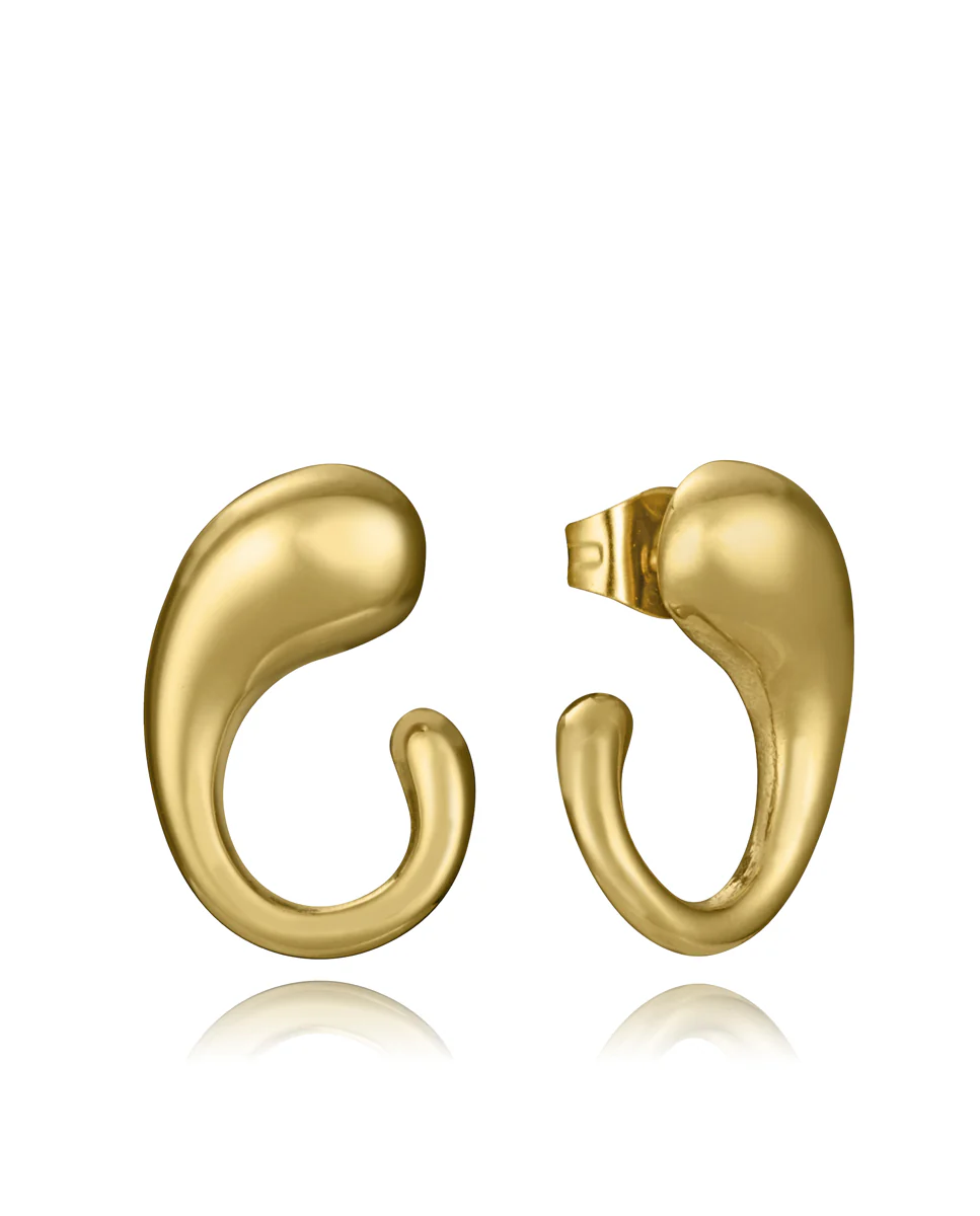 Pendientes de mujer de acero Ip dorado curvos