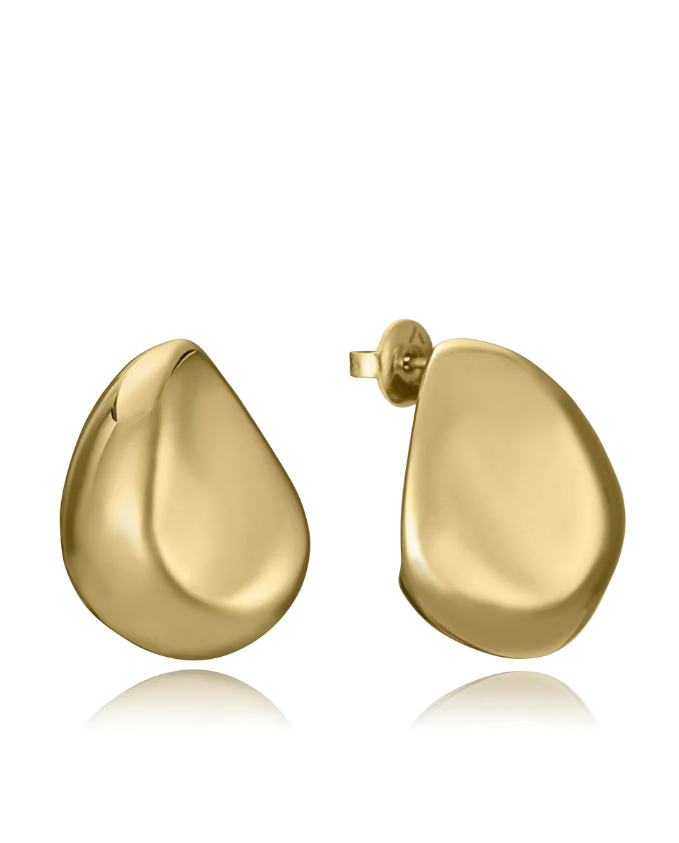 Pendientes de mujer de acero Ip dorado volumen
