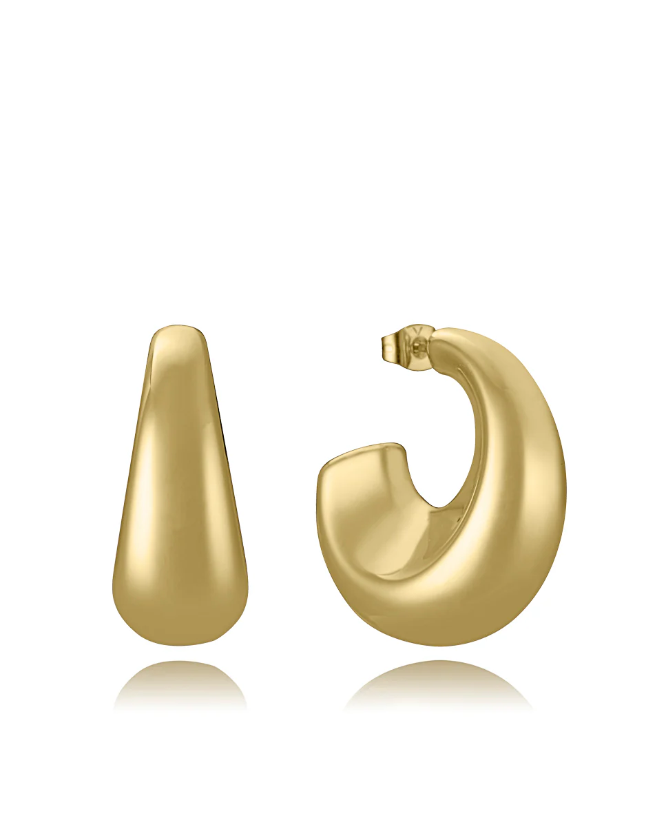 Pendientes de mujer de acero Ip dorado volumen