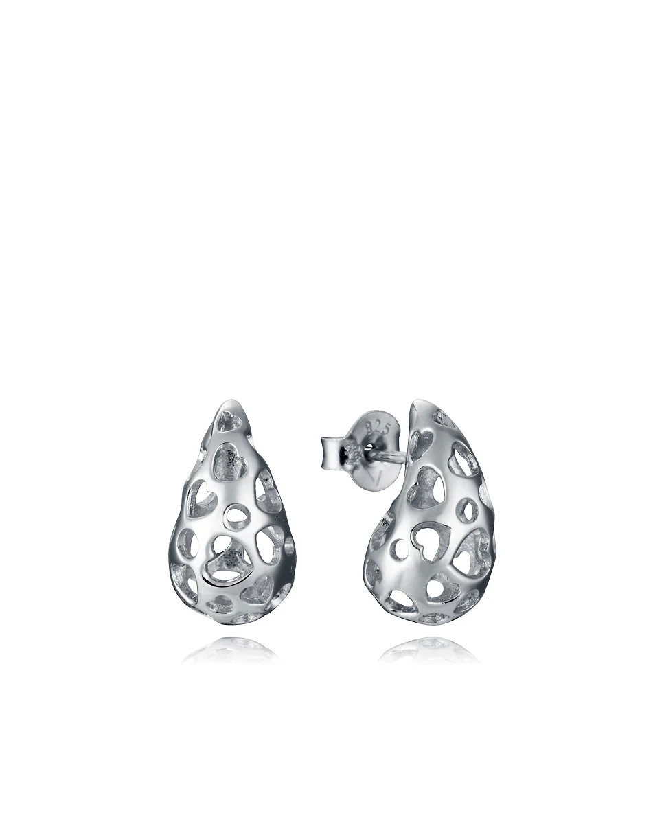 Pendientes de plata de primera ley con baño de rodio forma de gota