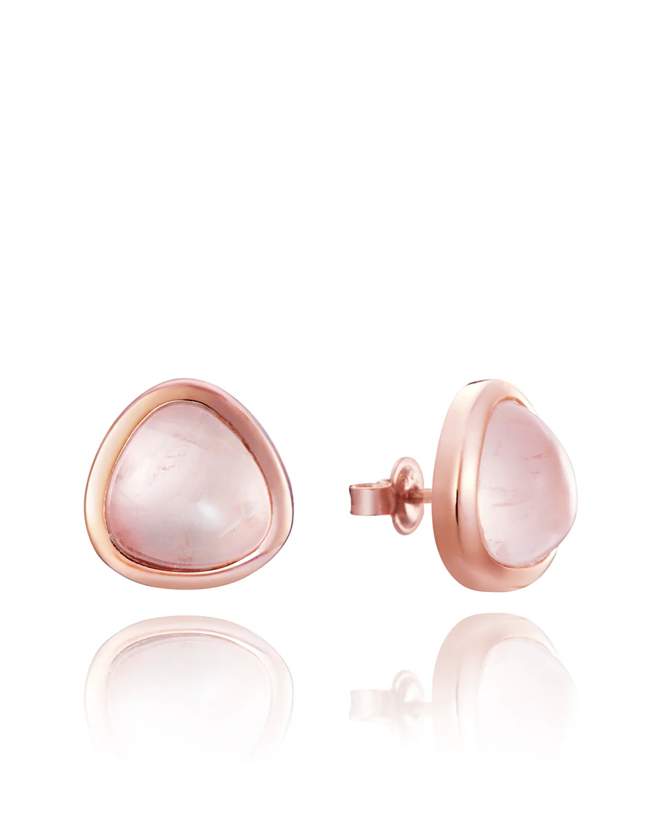 Pendientes Elegant 3013E100-49 de plata bañada en oro rosa y cuarzo rosa