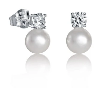 Pendientes Jewels de plata con circonita y perla fantasía