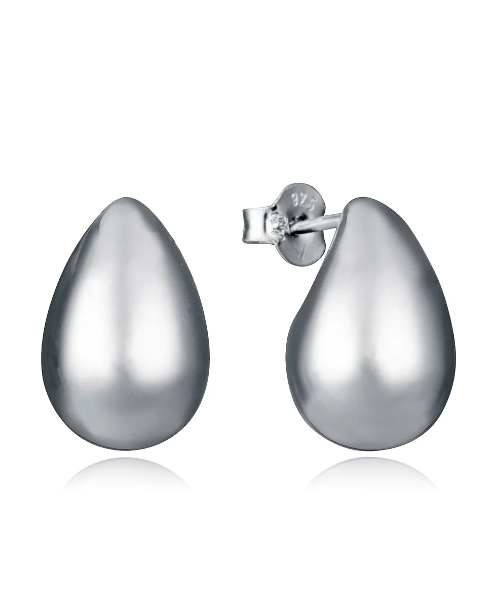 Pendientes plata de primera ley con baño de rodio en forma de gota