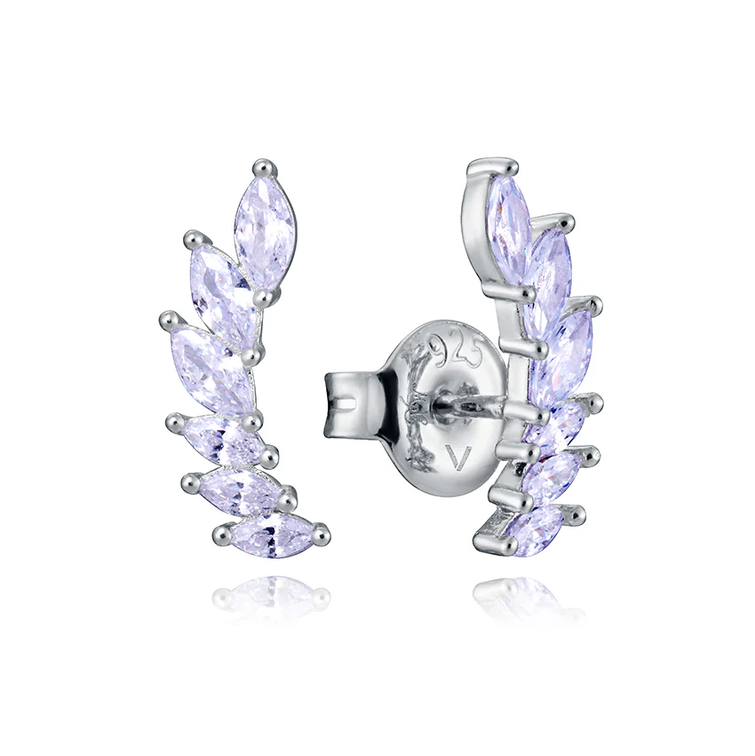 Pendientes Trend de plata de ley con circonitas blancas